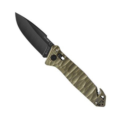 TB Outdoor - Couteau CAC® - Couteau Armée Française - Survie et Outdoor - Lame Lisse Anti-Corrosion - avec Coupe Sangle - Manche