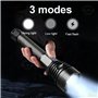 Lampe Torche LED Ultra Puissante,100000 Lumens Lampe de Poche Rechargeable USB Type-C, XHP90 Ajustable Zoomable Étanche Torche D