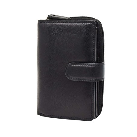 Portefeuille en cuir souple avec fermeture éclair pour cartes d'identité