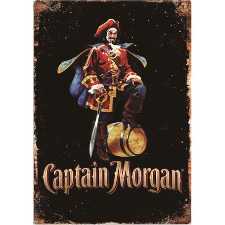 Captain Morgan Métal Mur Affiche Vintage Étain Mural Signe Décorative Rétro Plaque pour Métallique Panneau Bar Cafés Hôtel Jardi