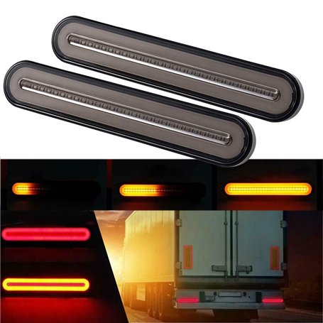 GSRECY Jaune et Rouge 100 LED Arrêt Dynamique Circulant Clignotants Frein Arrière Feu arrière Remorque Camion Van Camion (Pack d