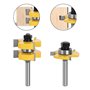 APLUS 8mm Queue Langue Appariée et Fraise de Rainure Set 3 Dents Forme T Cutter en Bois de Coupe Outil de Travail du Bois