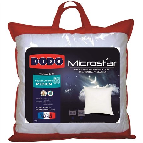 UNIVERSDECOR - Lot de 2 oreillers microstar Médium Anti-Acariens Dodo (Blanc