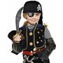 Balinco Set de pirate 4 pièces pour enfants comprenant un chapeau de pirate noir + un sabre + un cache-il + un crochet de pirate