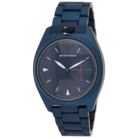 Emporio Armani Montre Trois Aiguilles en Acier Inoxydable Ton Bleu pour Homme