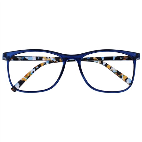OPULIZE Arc Lunettes de Lecture Monture Carrées Minces Élégantes Charnières à Ressort Anti-Rayures Bleu Branches à Motif Hommes