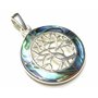 Pendentif en argent sterling avec motif « arbre de vie » avec coquille d'ormeau - En argent sterling - Symbole de protection - B