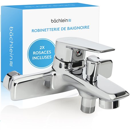 Bächlein Mitigeur Universel de Baignoire Chromé - Set Complet de Mitigeur de Baignoire avec Tous les Accessoires