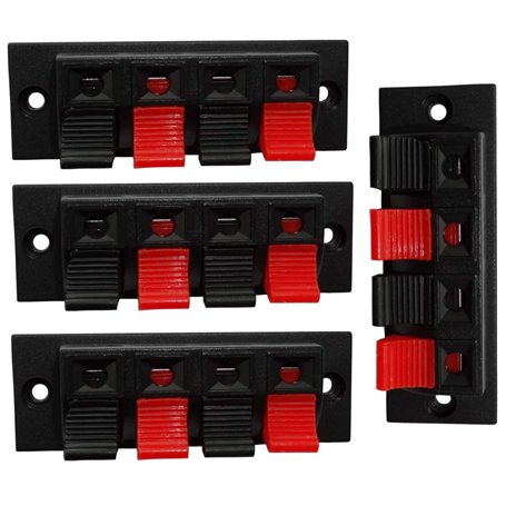 AERZETIX - C43776 - Lot de 4 - bornier plaque pour haut-parleurs - 70/24mm - stereo - 4 voies - à boutons poussoirs