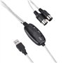 Wendry Câble d'interface de câble MIDI USB, convertisseur de câble MIDI vers USB Cordon d'adaptateur d'interface MIDI Clavier Li