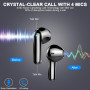 Ecouteurs Bluetooth sans Fil, Écouteurs Bluetooth 5.3 avec HiFi Stéréo Basses Casque, 50H Récréation, 4 ENC Réduction de Bruit M