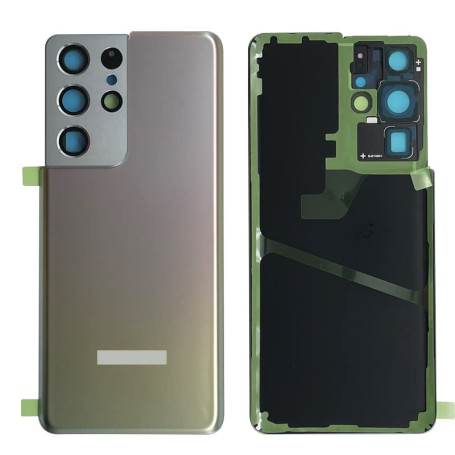 iYAiYO Couvercle Arrière Verre avec Lentille Caméra pour Samsung S21 Ultra Pièce de Rechange Boîtier Couvercle de Batterie Arriè