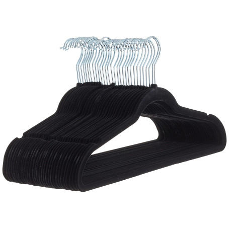 Amazon Basics Lot de 30 cintres en Velours pour Costumes, Noir