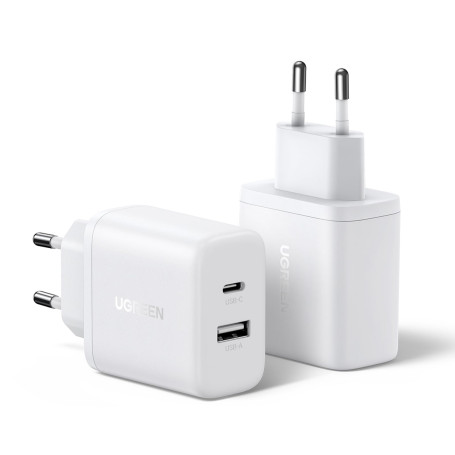 UGREEN 2Pcs 20W Chargeur USB C Rapide iPhone 2 Ports GaN Prise Secteur Compatible avec iPhone 17 Pro Max Air 16 15 14 13 12 11 P
