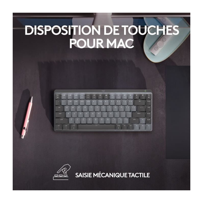 Image secondaire du clavier Logitech MX Mini Mechanical for Mac Bluetooth Azerty Français Graphite, Gris