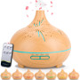 SaiXuan Diffuseur Huiles Essentielles 550ml, Humidificateur d’Air Ultrasonique avec Lumière LED 7 Couleurs, Minuterie & Arrêt Au
