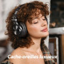 OneOdio Casque Bluetooth sans Fil BT5.2 avec 72 Heures A70, Réduction de Bruit CVC 8.0, 3 Câbles, Léger Confortable, Pliable, Pa