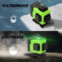 Niveau Laser 360°x 4, Autonivelant Niveau Laser Vert Chantier à Ligne Croisée Verticale et Horizontale 3D, IP54