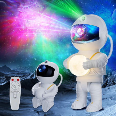 Astronaute Projecteur Galaxie, LED Projecteur Ciel Etoile assis/debout, Télécommande & Minuterie, Décoration des Chambres Projec