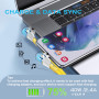 YACSEJAO Câble USB de type C enroulé - Charge rapide - 1,8 m - 180 ° - Double câble de charge USB C rotatif flexible - Pour la m