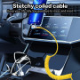YACSEJAO Câble USB de type C enroulé - Charge rapide - 1,8 m - 180 ° - Double câble de charge USB C rotatif flexible - Pour la m