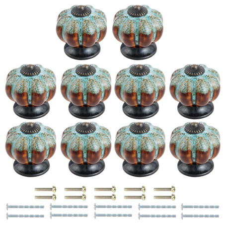 Mgoodoo 10PCS Boutons Céramique Tiroir, Ø38mm Bouton de Meuble Citrouille, Poignées de Porte Vintage en Porcelaine avec 20 Vis p