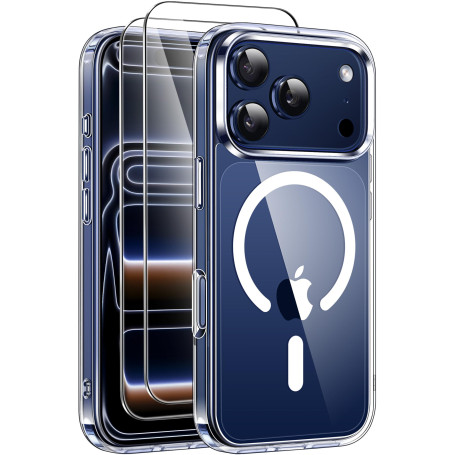 ivencase 5 in 1 Magnétique Coque pour iPhone 17 Pro Max avec 2 Verres Trempés, Compatible MagSafe Dos Anti Rayures Étui Antichoc