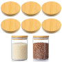 Ennoxwi Lot de 6 couvercles ronds en bambou de 80 mm avec joint d'étanchéité en silicone, réutilisables, pour la maison, la cuis