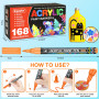 Lyuvie 168 Couleur Feutres Acryliques,Marqueur Peinture Acrylique avec Pointe Extra Fine de 0,7 mm,Permanent Stylo Peinture Acry