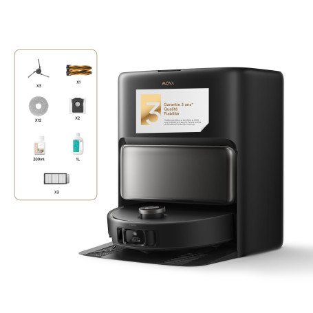 Mova V50 Ultra Complete Robot aspirateur et laveur à vidage automatique avec aspiration de 24000 Pa,lavage thermique des sols av