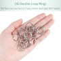 Uniclife 100 Pack Anneaux Porte Clé 20mm Split Porte Clef Mini Split Jump Ring Porte Cle avec Double Boucles Petits Anneaux en M