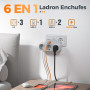 TESSAN 6 en 1 Prise Multiple Murale 3 Sortie AC avec 3 Ports USB, Prise Electrique Chargeur USB 3600W pour la Maison, Bureau, Co
