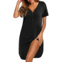 iClosam Chemise de Nuit Maternité Femme Coton Robe Allaitement Con Bouton Pyjama Maternité Manche Courte Nuisette Enceinte Devan