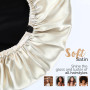 Hat Hut Bonnet Satin Soie Cheveux Nuit, Bonnet de Soie pour Dormir Cheveux Bouclés Femmes Hommes - Réglable et Réversible