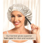 Hat Hut Bonnet Satin Soie Cheveux Nuit, Bonnet de Soie pour Dormir Cheveux Bouclés Femmes Hommes - Réglable et Réversible
