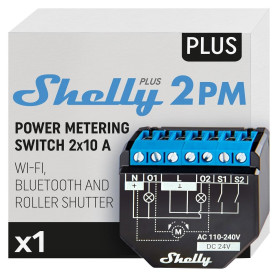 Shelly Plus 2PM | Interrupteur/commutateur de relais 2 canaux Wi-Fi & Bluetooth | Consomètre | Domotique | Portails et volets ro Shelly Plus 2PM | Interrupteur/commutateur de relais 2 canaux Wi-Fi & Bluetooth | Consomètre | Domotique | Portails et volets ro