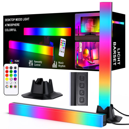 MIWATT 32CM Barre de LED RGB avec synchronisation musicale, Éclairage d'ambiance alimenté par USB, Rétroéclairage pour jeu et té