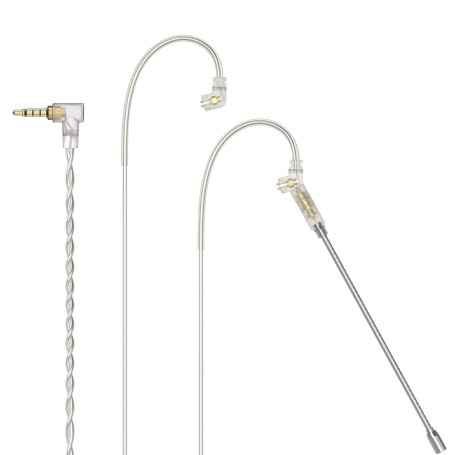 Cubilux Câble IEM 3.5mm 2 Broches 0.78mm avec Microphone, Fil d'Écoute à Cuivre OFC Argenté et Micro-Braccio Détachable pour Wan