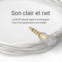 Cubilux Câble IEM 3.5mm 2 Broches 0.78mm avec Microphone, Fil d'Écoute à Cuivre OFC Argenté et Micro-Braccio Détachable pour Wan