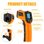 ABOHU Thermomètre Infrarouge, Thermometre Laser Numérique Sans Contact, -58°F~1022°F (-50°C~550°C) Pistolet Température Laser, T