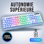 KLIM Chroma – Clavier sans Fil Gaming AZERTY FR, Rétroéclairage RGB, Silencieux & Ergonomique, Batterie Intégrée Longue Durée, R