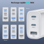 BHHB Chargeur USB C 40 W 3 Ports Prise USB C Type C Charge Rapide Chargeur Multiple Rapide pour iPhone 17 16 15 14 13 12 11 Pro