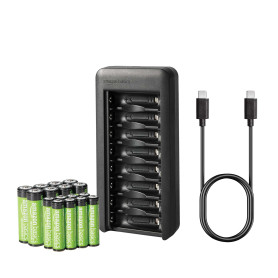 Amazon Basics Lot de 8 piles rechargeables NiMh AAA 800 mAh + lot de 8 piles rechargeables NiMh AA 2000 mAh, avec chargeur de pi Amazon Basics Lot de 8 piles rechargeables NiMh AAA 800 mAh + lot de 8 piles rechargeables NiMh AA 2000 mAh, avec chargeur de pi