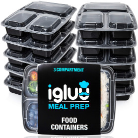 Igluu Meal Prep - [Lot de 30 Boîtes alimentaires à 3 compartiments pour préparation des repas - Réutilisables, sans BPA - Compat Igluu Meal Prep - [Lot de 30 Boîtes alimentaires à 3 compartiments pour préparation des repas - Réutilisables, sans BPA - Compat