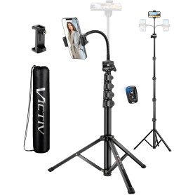 Victiv 197cm Haute Trépied Smartphone, Trépied Téléphone Flexible avec 25cm Col de Cygne Réglable, Selfie Trepied avec Télécomma Victiv 197cm Haute Trépied Smartphone, Trépied Téléphone Flexible avec 25cm Col de Cygne Réglable, Selfie Trepied avec Télécomma