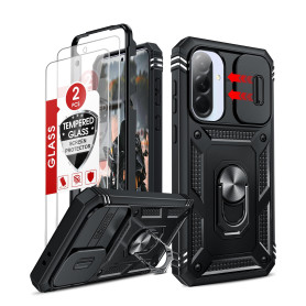 LeYi Coque pour Samsung Galaxy A36/A 36 5G avec 2*Verre Trempé+Anneau Support,Full Protection de la Caméra en PC Dur Anti-Chut R LeYi Coque pour Samsung Galaxy A36/A 36 5G avec 2*Verre Trempé+Anneau Support,Full Protection de la Caméra en PC Dur Anti-Chut R