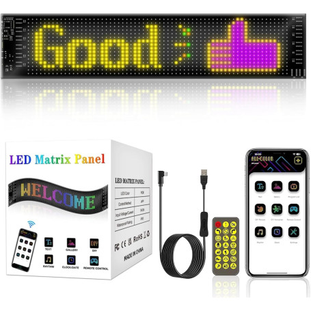 Euakee Contrôle de L'application du Panneau Matriciel LED, Panneau D'animation de Motif de Texte à Défilement D'écran LED Flexib