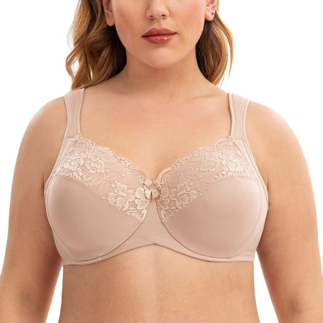 CASOLACE Soutien-Gorge Femme Grande Taille avec Armatures Minimiseur Sexy Dentelle
