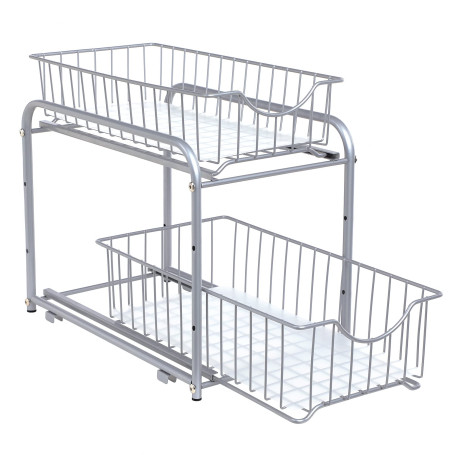 SONGMICS Organiseur de Cuisine, Étagère sous Évier, 2 Paniers Coulissants, Empilable, pour Rangement dans Placard, sous Lavabo,