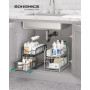SONGMICS Organiseur de Cuisine, Étagère sous Évier, 2 Paniers Coulissants, Empilable, pour Rangement dans Placard, sous Lavabo,